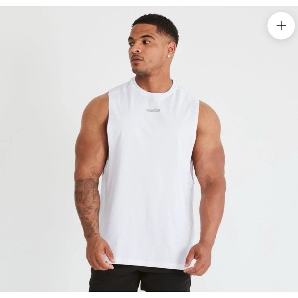 New VANQUISH ESSENTIAL White OVERSIZED SLEEVELESS T SHIRT Men's XXL